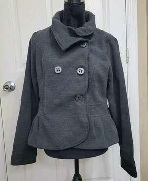 Vintage Oleg Cassini Double Breasted Blazer Jacket Size Large Dark Gray